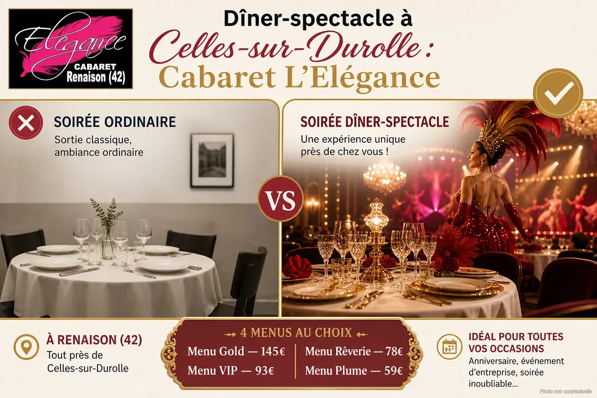Dîner-spectacle à Celles-sur-Durolle : Cabaret L'Élégance
