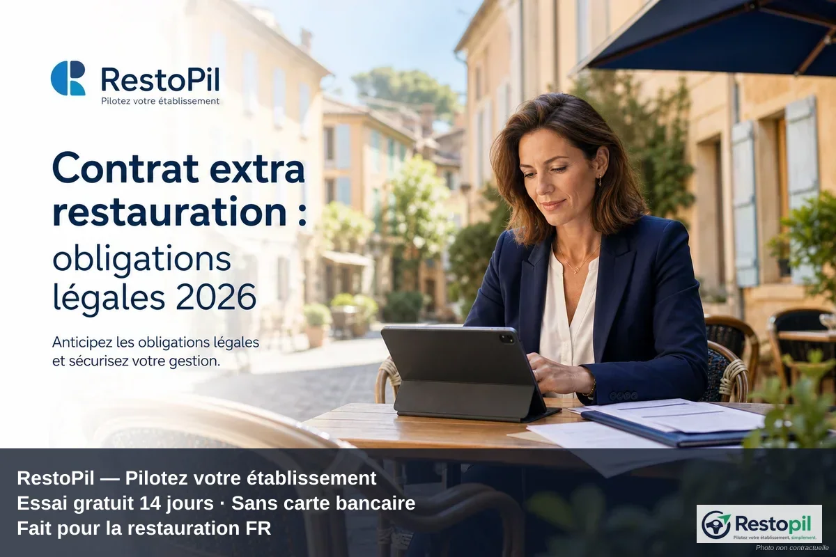 Restaurateur signant un contrat extra sur tablette dans sa cuisine professionnelle