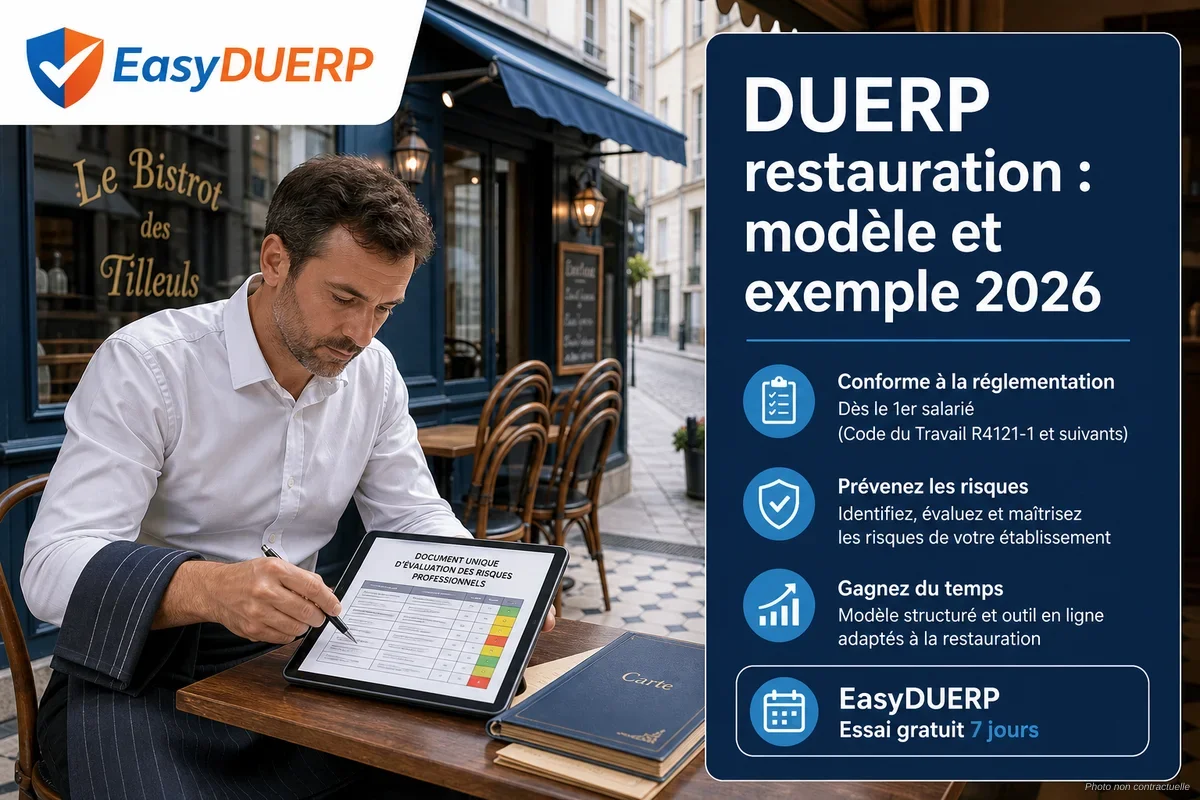 DUERP restauration : modèle et exemple 2026