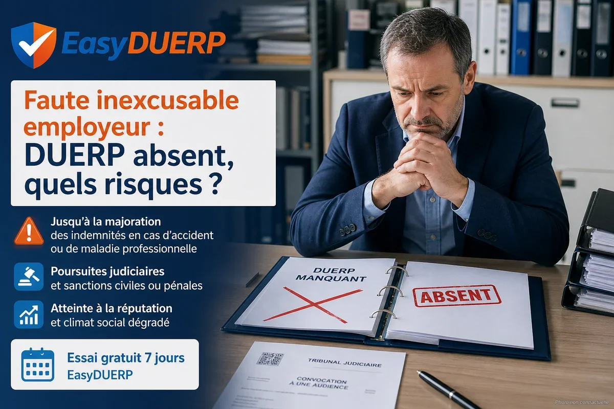 Faute inexcusable employeur : DUERP absent, quels risques ?
