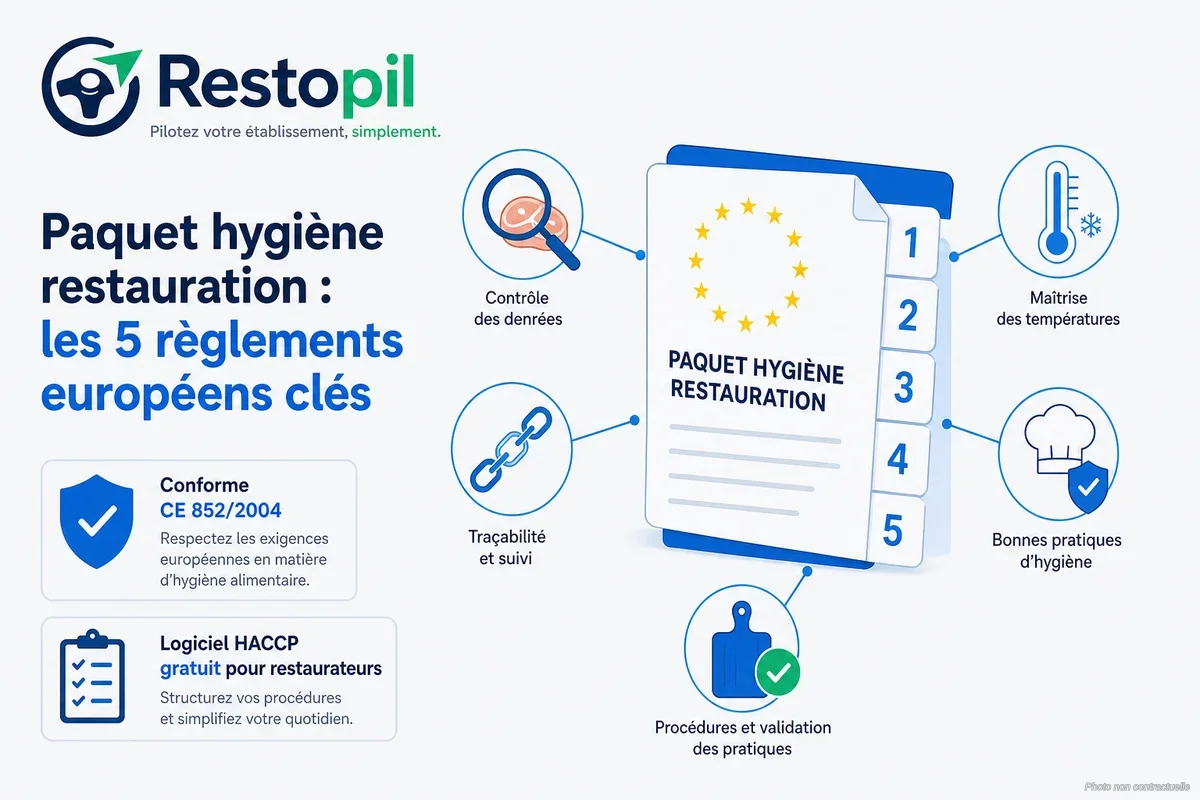 Cuisine professionnelle propre et organisée illustrant les obligations d'hygiène du paquet réglementaire européen