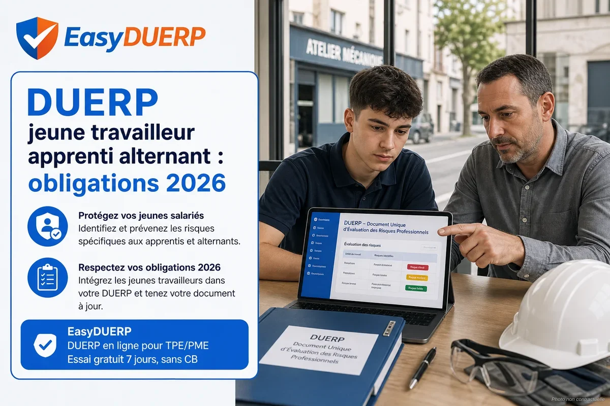 DUERP jeune travailleur apprenti alternant : obligations 2026