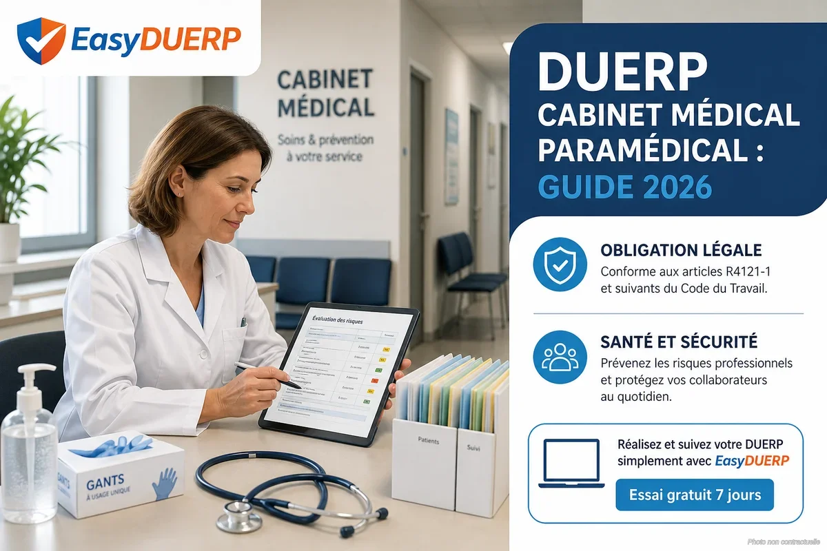 DUERP cabinet médical paramédical : guide 2026