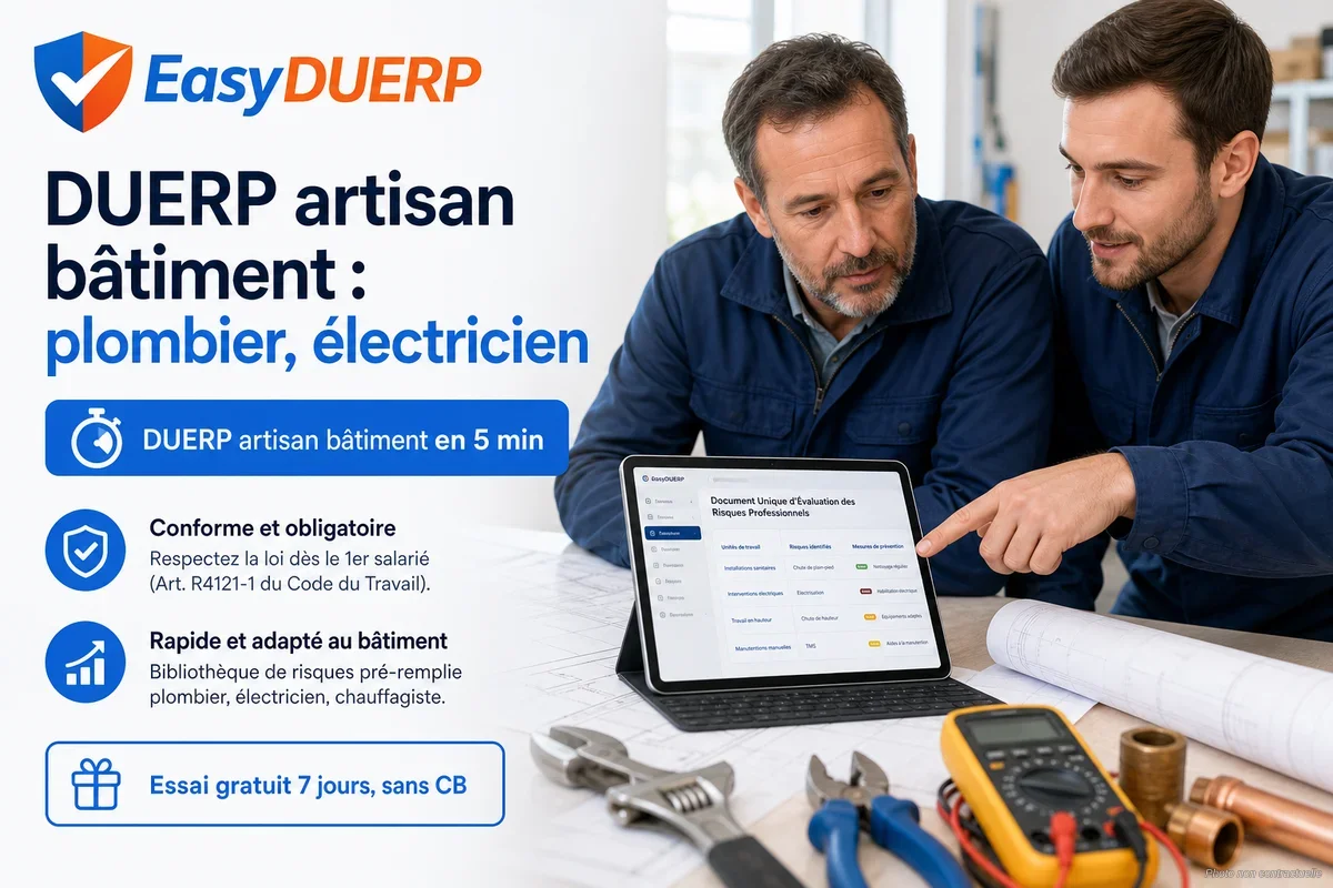 DUERP artisan bâtiment : plombier, électricien