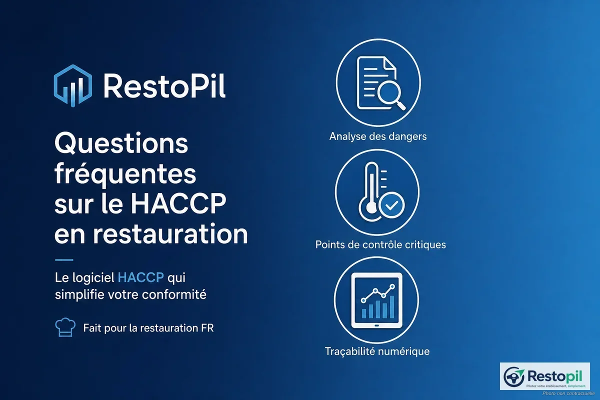 Restaurateur consultant son plan HACCP sur une tablette en cuisine professionnelle